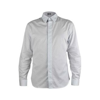 Dior Oblique Shirt - Heren - Zakelijke Overhemden - Blauw - L - Katoen - Overhemden