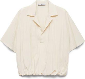 Mango Puffed Cropped Shirt in Vanilla at Nordstrom, Size 2