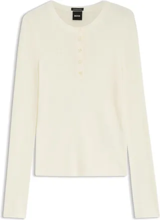 BOSS Merino wool sweater with Henley neckline