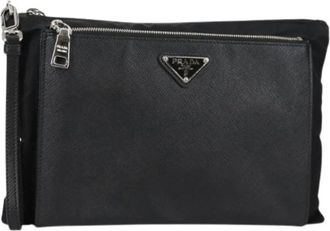 Prada Pre-owned Clutches, female, Black, Size: ONE SIZE Pre-owned Vintage Leather Clutch