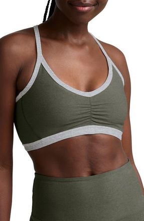 Beyond Yoga Outline Space Dye Sports Bra in Dusty Forest Heather at Nordstrom, Size X-Large