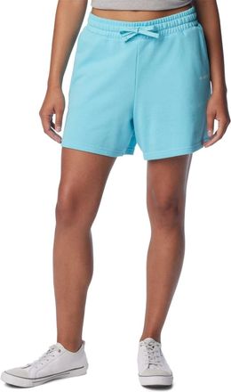 Columbia Trek Shorts Womens Blue French Terry Mid Rise Drawstring FTS1609
