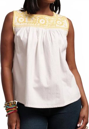 Frances Valentine Jess Floral Embroidery Top In White