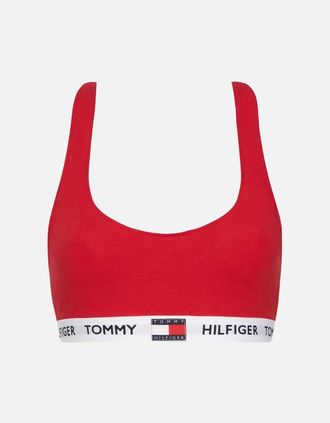 Tommy Hilfiger Womens Organic Cotton Logo Bralette, Tango Red - Size: 10/8/10