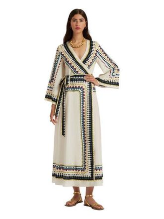La DoubleJ The Wrap Dress Doric Plac&eacute;e Cream at Nordstrom, Size Medium