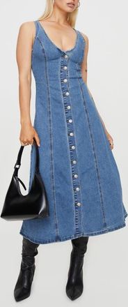 Princess Polly Midler Denim Midi Dress in Blue at Nordstrom, Size 2