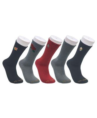 Ed Hardy Embroidery Half Cushion Crew Sock 5-Pack in Red Multi at Nordstrom