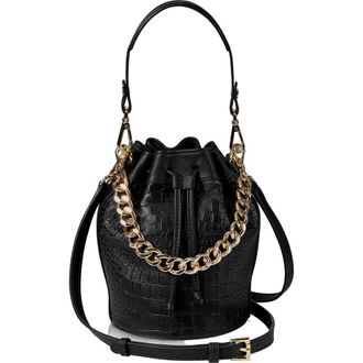 Gigi New York BROOKLYN BUCKET BAG in Black Embossed Croc at Nordstrom