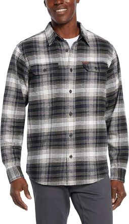 Orvis Mens Spread Collar Flannel Shirt, Gray, Medium