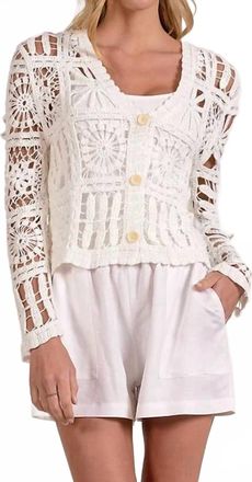 Elan Crochet Cardigan In White