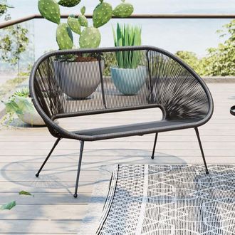 Kare Design Banco de jard&iacute;n de acero negro 121 cm