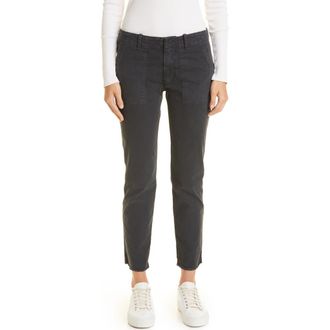 Nili Lotan Jenna Slim Crop Stretch Twill Pants in Carbon at Nordstrom, Size 12