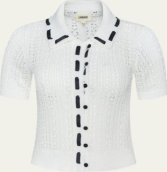 L'agence Ninette Pointelle-Knit Cardigan