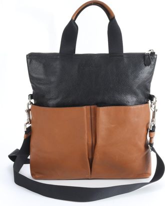 Coach Black Brown Leather Shoulder Bag Tote Bag (Pre-Owned)