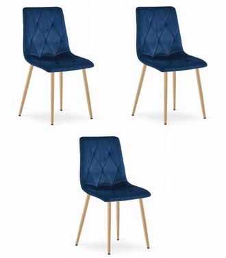 OEM Silla Libra - Terciopelo Azul Marino / Patas Color Madera X 3