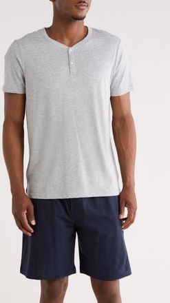 Daniel Buchler Lightweight Short Sleeve Sleep Henley in Grey Heather at Nordstrom Rack, Size Xx-Large