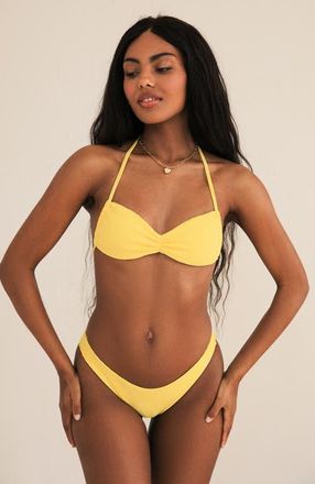 Dippin' Daisy's Swimwear Christina Tie Bandeau Bikini Top in Sunshine Waffle at Nordstrom, Size X-Small