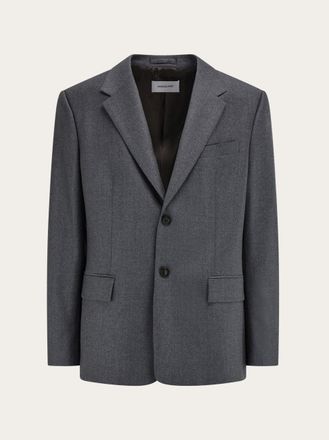 Ferragamo Men Single breasted flannel blazer Grey