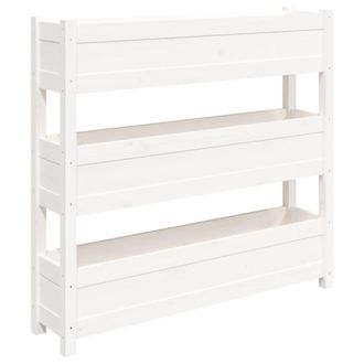 vidaXL Vidaxl - Jardinera De Madera Maciza De Pino Blanco 112x25x104,5 Cm