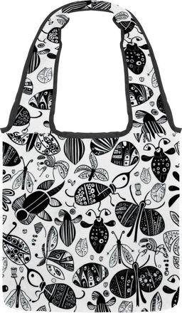 Generic Hand-painted Insects Reversible Canvas Shoulder Tote - Double-Sided Print, 12oz Cotton, 27cm Drop, Fold-Flat Bag for Travel, Shopping, Street Outings