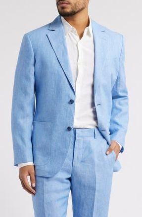 Nordstrom Henrik Trim Fit Solid Italian Linen Suit Separate Jacket in Blue Hydrangea at Nordstrom Rack, Size 46 L