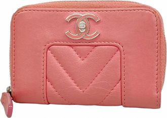 Chanel Pink Leather Coin Purse/Coin Case (Pre-Owned)