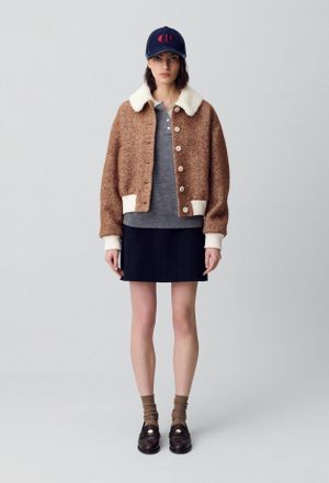 Claudie Pierlot Faux Fur Collar Short Coat