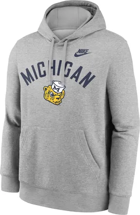 Nike Michigan Legacy Arch Club Nike Mens College Pullover Hoodie in Grey | NKDK06GMWV-N9R