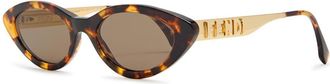 Fendi Fendigraphy Narrow Cat-eye Sunglasses - Brown Havana - One Size