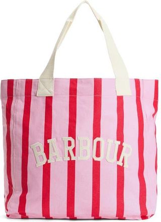 Barbour Emily Stripe Cotton Canvas Tote in Cherry Blossom at Nordstrom