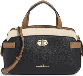 Nanette Lepore Colorblock Satchel in Black - Ecru - Hazelnut at Nordstrom Rack