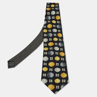 Versace Gianni Versace Black Printed Textured Silk Tie