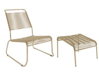 Schubiger M&ouml;bel Spaghetti-Kufen-Lounger-Hochlehner + Hocker S&auml;ntis