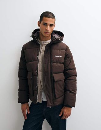 Jack & Jones piumino con doppia tasca marrone