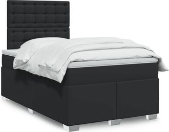 vidaXL Vidaxl - Cama Box Spring Con Colch&oacute;n Cuero Sint&eacute;tico Negro 120x200 Cm