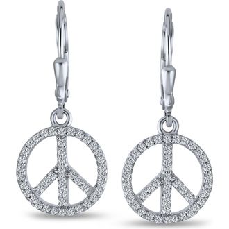 Bling Jewelry World Peace CZ Leverback Drop Earrings in Silver at Nordstrom Rack