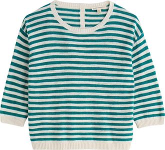 Seasalt Cornwall Knavock Stripe Organic Cotton & Linen Sweater in Mini Cornish Deep Dive at Nordstrom, Size 18 Us