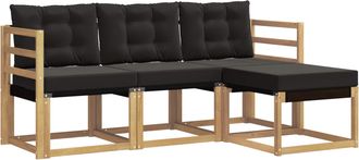 vidaXL Conjunto De Sof&aacute;s De Exterior 4 Uds. Blanco Y Negro Vidaxl