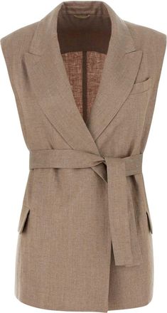 Brunello Cucinelli Brunello Cucinelli Cappuccino Linen Blend Vest
