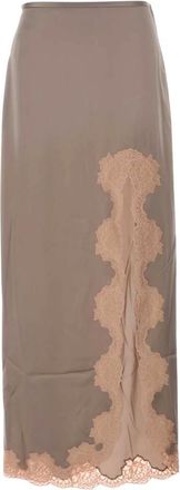 Valentino Garavani Falda de Sat&eacute;n - Skirts - Mujer - Gris - S
