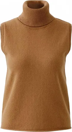 Oui Womens Knitted Top In Camel