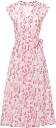 120% Lino Jurken Roze - Dames - Casual kleedjes - Veelkleurig - 2XL - Linnen - Kleedjes