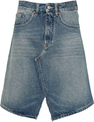 Maison Margiela faded denim skirt - women - Cotton/Polyester/Cotton - 40 - Blue