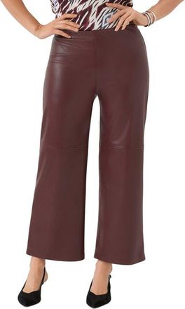 Karen Kane Faux Leather Wide Leg Pants in Wine at Nordstrom, Size X-Small