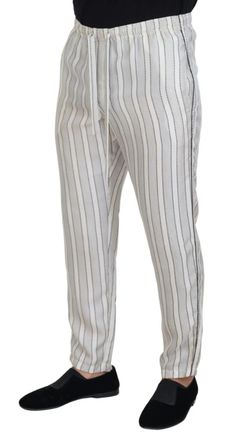 Dolce & Gabbana Mens Striped Silk Trouser White