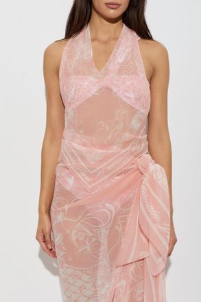 Balmain Silk Beach Top, Womens, Pink