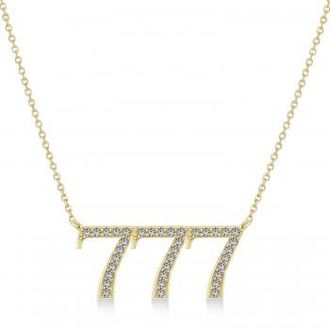 Allurez Diamond 777 Angel Number Pendant Necklace 14K Yellow Gold (0.36ct)