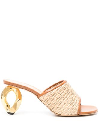 J.W.Anderson Chain-heel raffia-woven sandals - Brown