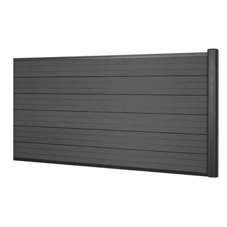 Hhg [nunca Usado] Valla De Protecci&oacute;n Wpc Sarthe, Valla Cortaviento, Postes De Aluminio, Elemento De Prolongaci&oacute;n Bajo, 1,85m Antracita