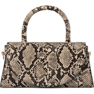 Olga Berg Kendall Snakeskin Embossed Faux Leather Top Handle Bag in Natural at Nordstrom
